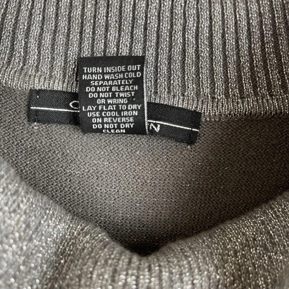 Once Again Women 3/4 Sleeve Metallic Cowl Neck Sweater Size M - Picture 4 of 7